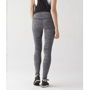Lululemon Wunder Under Pant (Hi-Rise) Maze Jacquard White Black Sz 6 EUC
